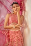 Shop_AKARA_Pink Taffeta Silk Embroidery Thread Round Geometric Lehenga Set _Online_at_Aza_Fashions