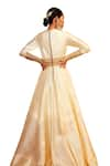 Buy_AKARA_Ivory Taffeta Silk Embroidery Cutdana Neckline Embellished A-line Anarkali 