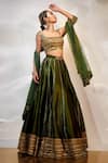 Buy_AKARA_Green Dola Silk Embroidery Sequin Notched Floral Stripe Lehenga Set _Online_at_Aza_Fashions