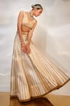 Buy_AKARA_Ivory Dola Silk Embroidery Thread V Neck Chevron Lehenga And Blouse Set _at_Aza_Fashions