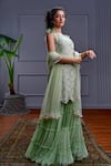 Shop_Christina_Green Georgette Embroidery Dori Round Neck Athena Ambrosia Kurta Sharara Set _at_Aza_Fashions