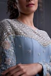 Christina_Blue Georgette Embroidery Pearl High Caspian Gardenia Anarkali With Dupatta _at_Aza_Fashions