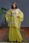 Buy_Christina_Green Georgette Embroidery Mirror Sweetheart Neck Corfu Jaal Kaftan Set _at_Aza_Fashions