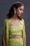 Shop_Christina_Green Crepe Embroidery Resham Haiti Phool Bagh Cape Jacket Draped Skirt Set _Online_at_Aza_Fashions