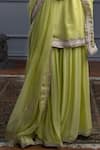 Christina_Green Georgette Embroidery Mirror Round Neck Nevis Bloom Kurta Sharara Set _Online_at_Aza_Fashions