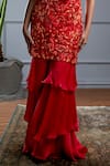 Christina_Red Satin Organza Embroidery Zia Rafflesia Garden Kurta With Layered Sharara _Online_at_Aza_Fashions