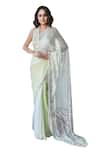 SAYISHA_Cream Chinon Embroidered Floral Halter Neck Hem Saree With Blouse _Online_at_Aza_Fashions