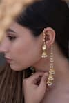 Buy_Do Taara_Gold Plated Kundan Embellished Long Jhumka Earrings _at_Aza_Fashions