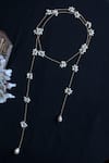 Shop_Do Taara_White Pearls Embellished Long Chain Necklace _at_Aza_Fashions