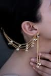 Do Taara_Gold Plated Kundan Embellished Long Earrings _Online_at_Aza_Fashions