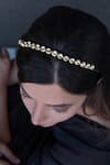 Do Taara_Gold Plated Kundan Embellished Hairband _Online_at_Aza_Fashions