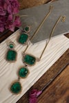 Buy_Do Taara_Green Swarovski Stones Embellished Long Pendant Necklace Set _at_Aza_Fashions