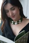 Buy_Do Taara_Green Polki Embellished Choker Necklace _at_Aza_Fashions