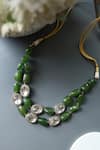 Shop_Do Taara_Green Polki Embellished Choker Necklace _at_Aza_Fashions