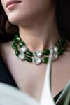 Do Taara_Green Polki Embellished Choker Necklace _Online_at_Aza_Fashions