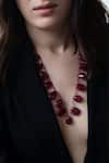 Buy_Do Taara_Red Natural Stones Embellished Long Necklace _at_Aza_Fashions