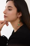 Buy_Do Taara_Green Shell Pearl Crescent Moon Cutwork Earrings _at_Aza_Fashions