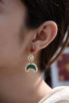 Do Taara_Green Kundan Crescent Moon Cutwork Dangler Earrings _Online_at_Aza_Fashions