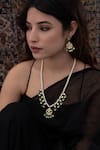 Buy_Do Taara_Gold Plated Pearl Crescent Cutwork Pendant Necklace Set _at_Aza_Fashions