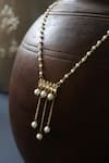 Shop_Do Taara_Gold Plated Pearl Chain Necklace _at_Aza_Fashions