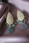 Shop_Do Taara_Gold Plated Kundan Tear Drop Cutwork Earrings _at_Aza_Fashions