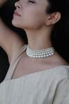 Do Taara_White Pearl Embellished Choker _Online_at_Aza_Fashions