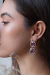 Buy_Do Taara_Pink Natural Stone Victorian Earrings _at_Aza_Fashions