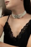 Do Taara_Silver Plated Shell Pearls Victorian Choker Necklace _Online_at_Aza_Fashions