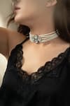 Buy_Do Taara_Silver Plated Shell Pearls Victorian Choker Necklace _Online_at_Aza_Fashions