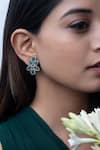 Buy_Do Taara_Green Cubic Zirconia Victorian Blossom Studs _at_Aza_Fashions