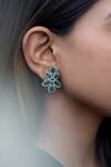 Do Taara_Green Cubic Zirconia Victorian Blossom Studs _Online_at_Aza_Fashions