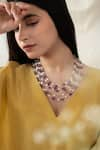 Buy_Do Taara_Purple Flourite Stones And Baroque Pearl Embellished Layered Long Necklace _at_Aza_Fashions