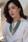 Buy_Do Taara_Green Kundan Bloom Stone Embellished Layered Necklace _at_Aza_Fashions