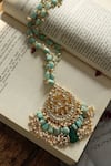 Do Taara_Green Kundan Peardrop Bloom And Stone Embellished Necklace _Online_at_Aza_Fashions