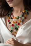 Buy_Do Taara_Multi Color Natural Stones Embellished Boho Dangler Necklace _at_Aza_Fashions