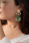 Do Taara_Green Kundan Gullista Bloom Danglers _Online_at_Aza_Fashions