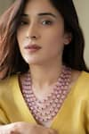 Buy_Do Taara_Pink Quartz Stone Layered Embellished Necklace _at_Aza_Fashions