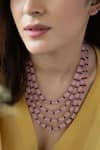 Do Taara_Pink Quartz Stone Layered Embellished Necklace _Online_at_Aza_Fashions