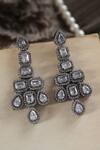 Shop_Do Taara_Silver Plated Cubic Zirconia Embellished Earrings _at_Aza_Fashions