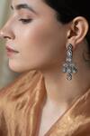 Do Taara_Silver Plated Cubic Zirconia Embellished Earrings _Online_at_Aza_Fashions