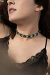 Buy_Do Taara_Green Jade Stone Embellished Choker _at_Aza_Fashions