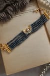 Shop_Do Taara_Blue Hydro Stone Kundan Embellished Layered Bracelet _at_Aza_Fashions