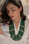 Buy_Do Taara_Green Jade Stone Embellished Layered Necklace _at_Aza_Fashions