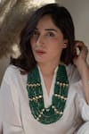 Do Taara_Green Jade Stone Embellished Layered Necklace _Online_at_Aza_Fashions