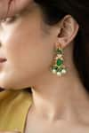 Do Taara_Green Shell Pearl Fluorite Stone Drop Earrings _Online_at_Aza_Fashions