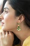 Buy_Do Taara_Green Shell Pearl Fluorite Stone Drop Earrings _Online_at_Aza_Fashions