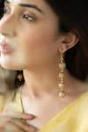 Do Taara_Gold Plated Shell Pearl Embellished Jadau Earrings _Online_at_Aza_Fashions