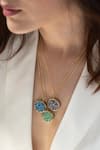 Do Taara_Blue Natural Stone Embellished Pendant Necklace _at_Aza_Fashions