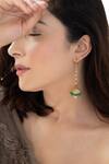 Buy_Do Taara_Green Pearls, Stones Shell Embellished Jadau Jhumki Earrings_at_Aza_Fashions