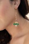 Do Taara_Green Pearls, Stones Shell Embellished Jadau Jhumki Earrings_Online_at_Aza_Fashions